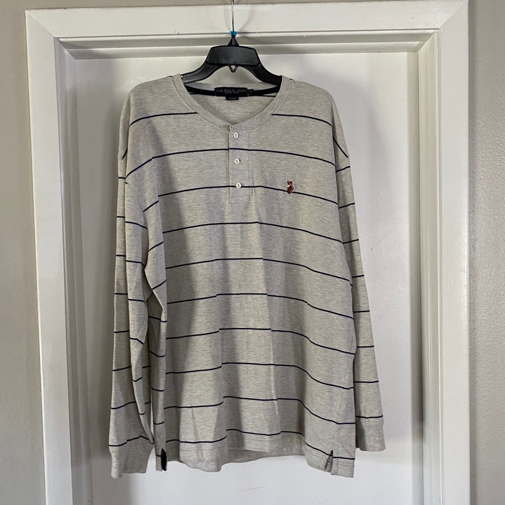 Mens Polo Pullover Long-sleeved Shirt